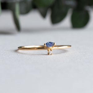 Gold Vermeil Marquise Ring, 925 Sterling Silver, Blue Marquise Stacker Ring, Roseandchoc Ring, Dainty Ring, Minimalist Ring image 2