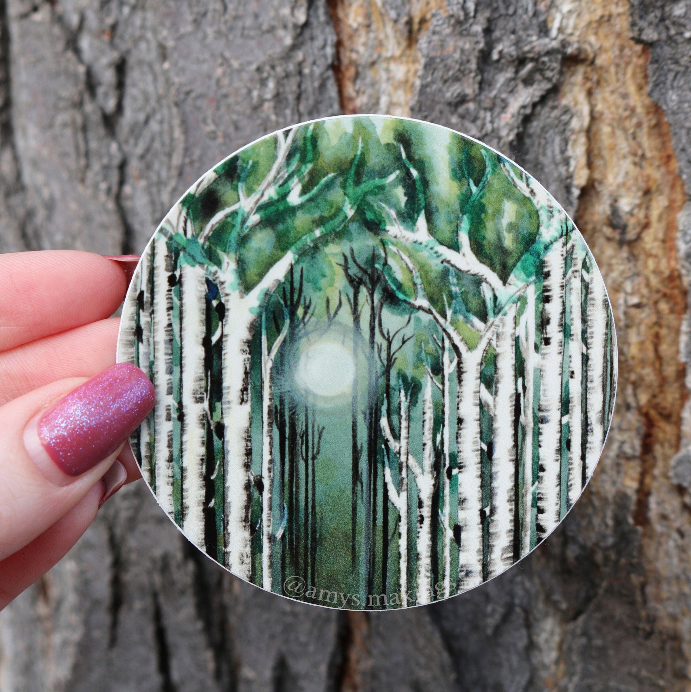 Mossy Tree Sticker, Nature Stickers, waterproof, Ghost Sticker, White  Birch, Moss Art, Ghost Art, Tree Stickers, Art Stickers, Sprites