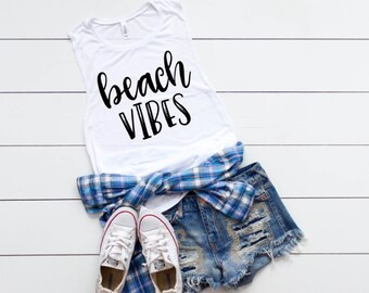 Beach vibes tank - Vacay Mode flowy muscle tank - Vacation Apparel - Vacation Tank - Vacation shirt - Beach shirt
