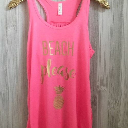 Beach Please Tank Pineapple Racerback Tank Flowy - Etsy