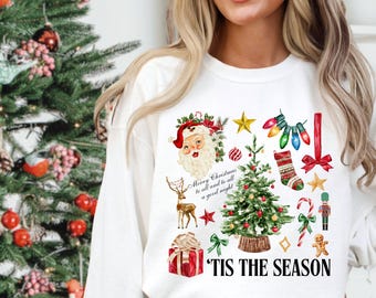 Christmas Collage Coquette Sweatshirt, Retro Christmas, Trendy Christmas, Nutcracker, Christmas Party Sweatshirt, Comfort Colors