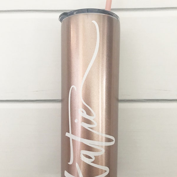 Personalized Stainless Steel Tumbler  - Personalized Cup - Rose gold - Rose gold tumbler - Gift for her - Bachelorette party cups