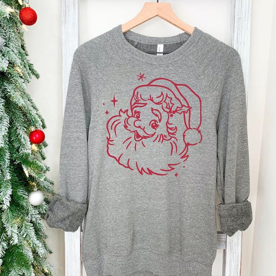 Retro Santa Sweatshirt - Fleece crew neck sweatshirt - Christmas Apparel - Christmas Sweatshirt - Women's Christmas Apparel