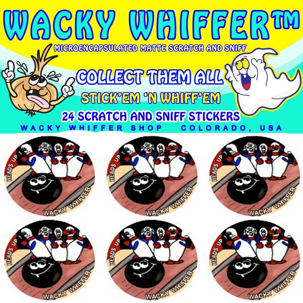 Vintage Series 1998 24 Pack Wacky Whiffer "ER" MATTE MICROENCAPSULATED Scratch and Sniff Sticker Pack. Licorice Bowling from last Century!