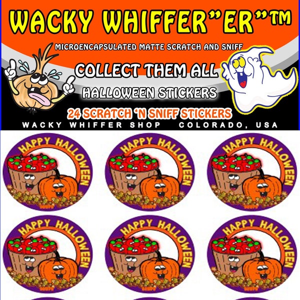 24 Pack Wacky Whiffer "ER" MATTE MICROENCAPSULATED Scratch and Sniff Sticker Pack. Halloween Spiced Cider Very Strong Scent Scratched