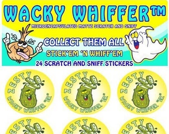 New Stronger Dill Pickle Micro Encapsulated Scratch and Sniff Wacky Whiffer"ER" Stickers!  These smell awesome when you scratch them!