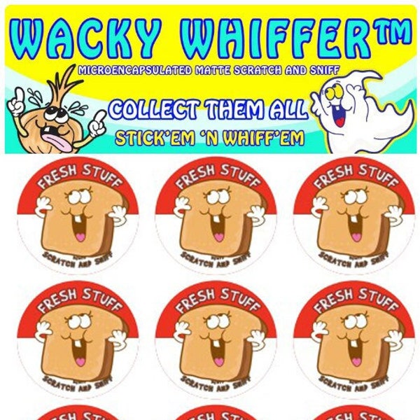 NEW! Fresh Bread Micro Encapsulated Wacky Whiffer"ER" Scratch and Sniff Sticker Pack!  Excellent new scent!  All Sticker Packs Are Matte!