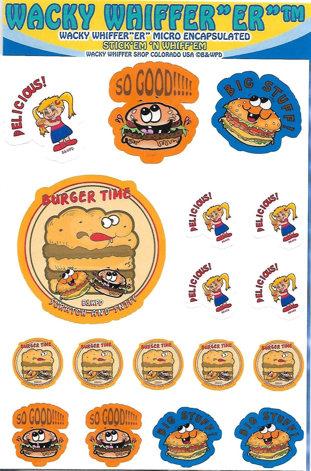 Wacky Whiffer Hamburger Scratch and Sniff Stickers - 17 Pack - Etsy