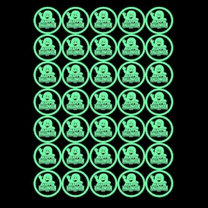 GLOW In The DARK Stickers.  35 Waterproof Vinyl Thick Glossy Glow In The Dark Ghost Stickers.  Glow Stickers For Halloween, Trick Or Treats.