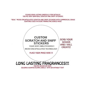 Custom Scratch and Sniff Stickers: Scented Marketing Labels. You MUST READ the listing.  #1