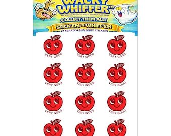 APPLE Scratch And Sniff Stickers.  Wacky Whiffer Long Lasting Fragrances. 24-pck