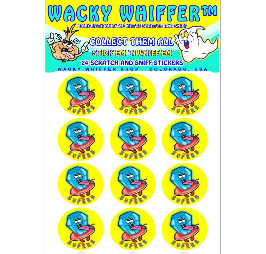 Blue Raspberry Slushy Sticker BLUE RASPBERRY Candy Scratch and Sniff Stickers. Wacky Whiffer ER ...