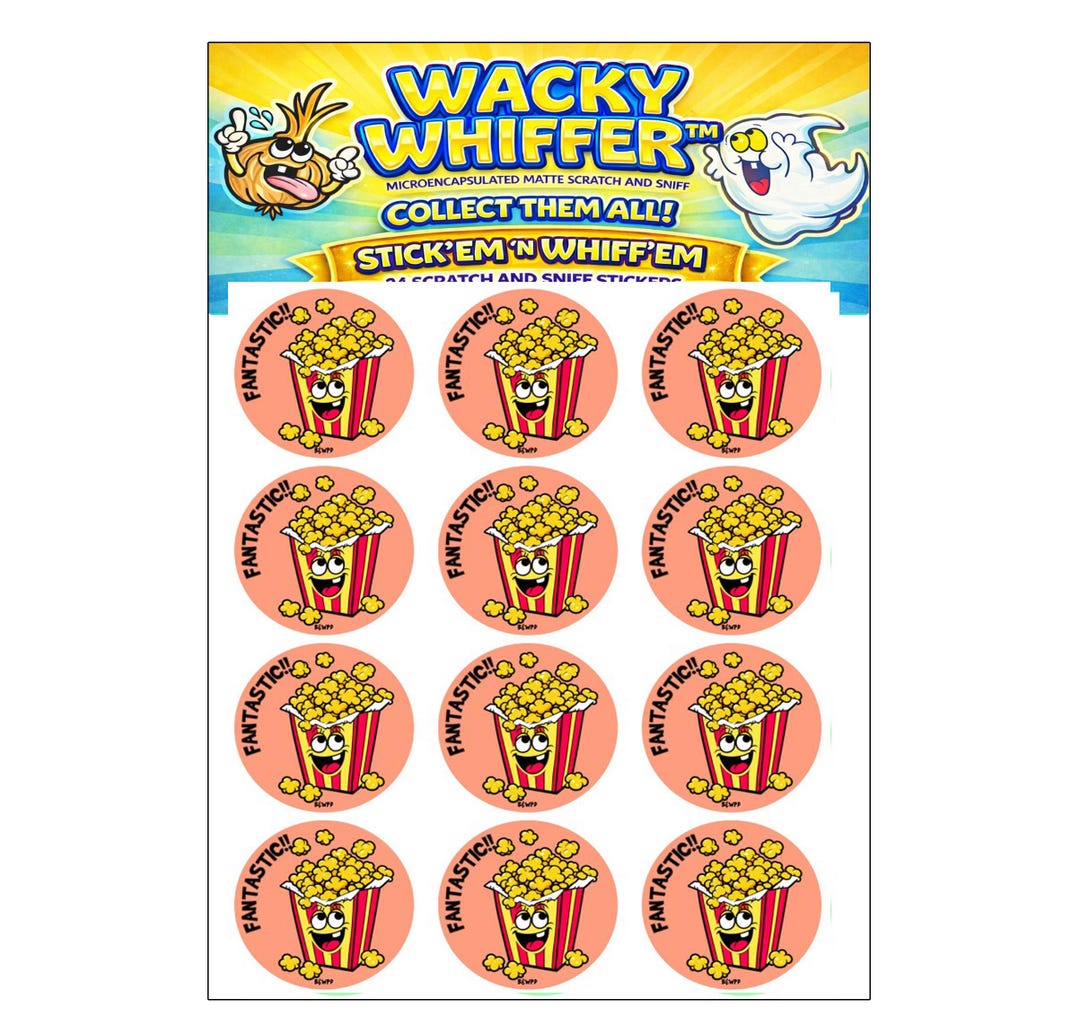 EXTRA CHEESE POPCORN Scratch and Sniff Stickers. Long Lasting Matte ...