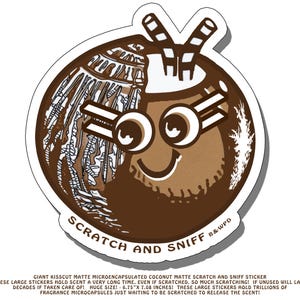 Giant Coconut Scented Scratch and Sniff Sticker (6.75x7.08)