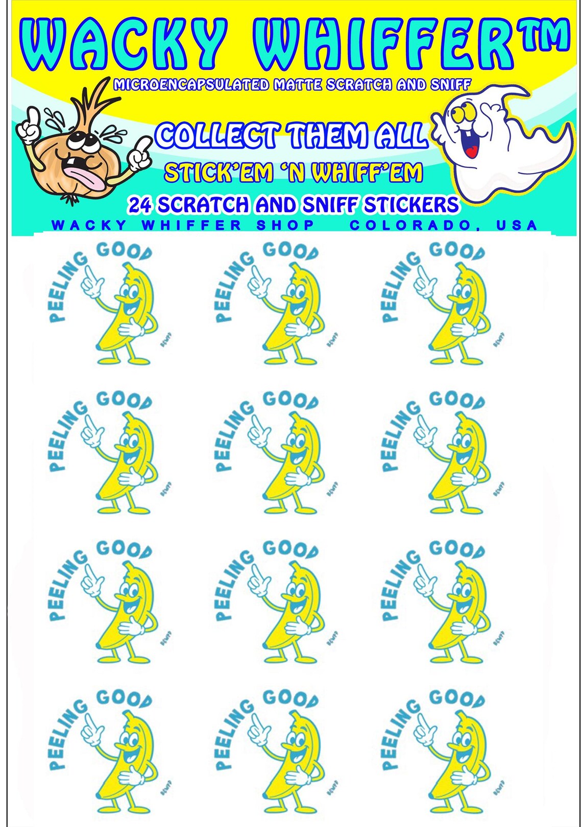 RIPE BANANA Scratch and Sniff Stickers. Wacky Whiffer ER Long Lasting ...