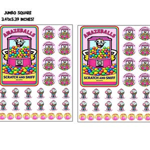 BLASTING BUBBLEGUM Assorted Long Lasting Scratch And Sniff Stickers .  60 Stickers.
