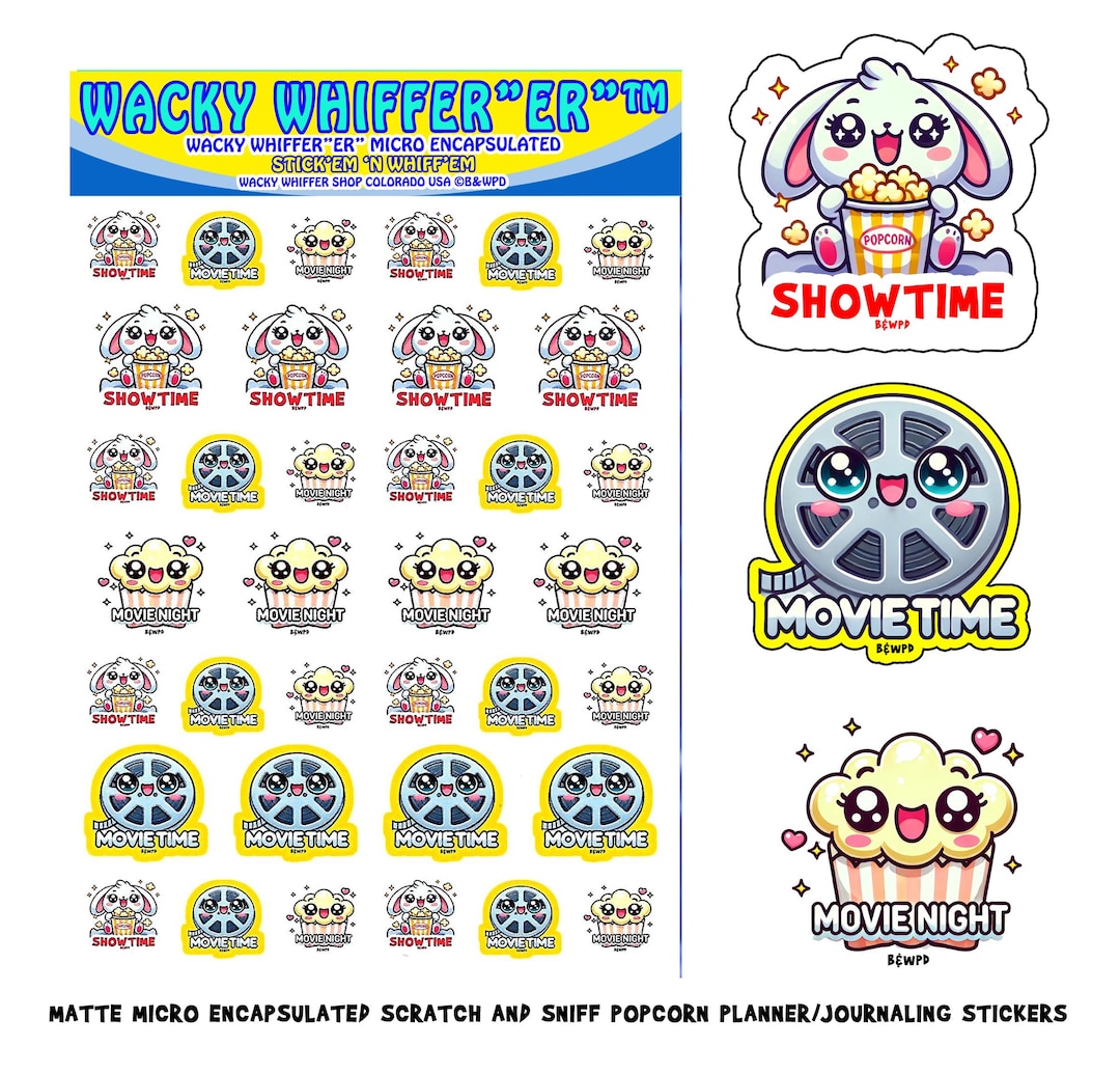 Popcorn Scented Scratch and Sniff Planner Stickers: Movie Night - Etsy
