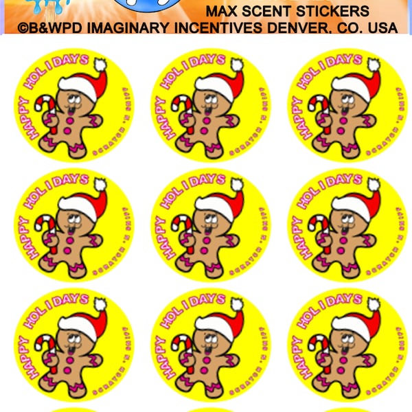 Wacky Whiffer Whiffers Matte MAX SCENT Scratch and Sniff Stickers. NEW! Christmas Series Gingerbread Matte Max Scent Scratch and Sniff Pack