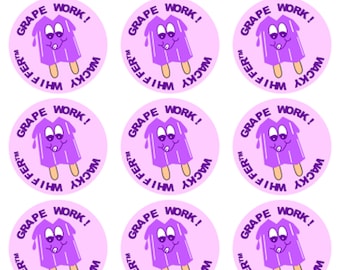 Wacky Whiffer Whiffers Matte MAX SCENT Scratch and Sniff Stickers. Big Pack Grape Pop Max Scent Scratch and Sniff Sticker Pack