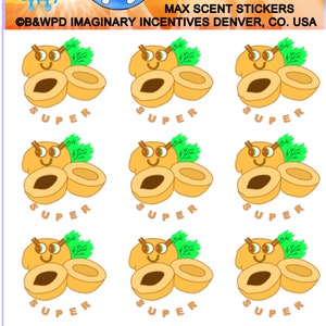 Wacky Whiffer Whiffers Matte MAX SCENT Scratch and Sniff Stickers. Apricot Max Scent Scratch and Sniff Sticker Pack