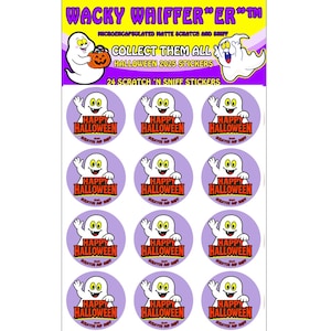 Ghost Scratch And Sniff Halloween Stickers. Plum Scary Scented Halloween Stickers For Collecting, Classroom Teachers And Trick Or Treat Fun.