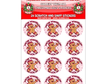 Gingerbread Scented Christmas Stickers | Wacky Whiffer ER Scratch and Sniff