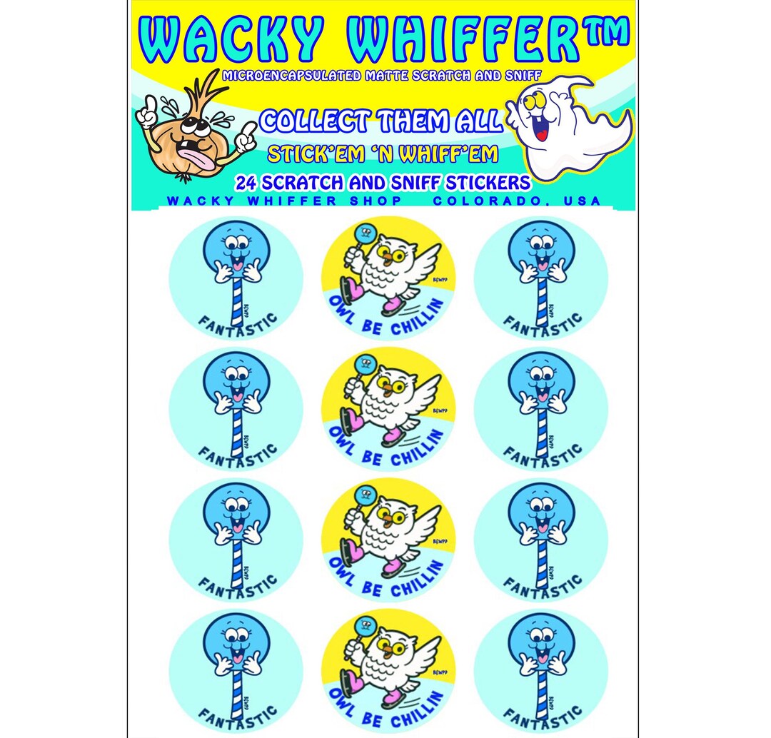 Blue Raspberry Reign Logo Sticker Blue Raspberry Hard Candy Scratch and Sniff Owl Stickers. Wacky Whiffer ...