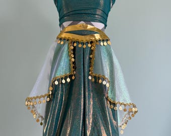 Disfraz personalizado de la Princesa Jazmín, traje de danza del vientre hecho a mano.