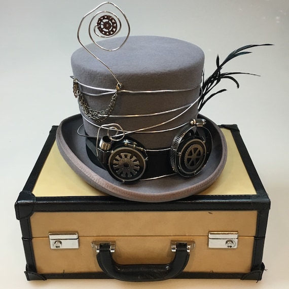 Gray steam punk hat