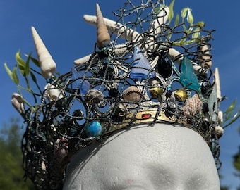 tocado de corona de tritón/sirena