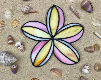 Made to order Handmade Plumeria Stained Glass Suncatcher,  Valentines gift, Suncatcher,Home decor