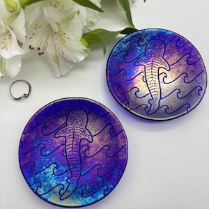 Iridescent Whale Shark Wave Glass Ring Dish