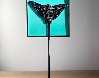 Spotted Eagle Ray Fuse Glass with adjustable Stand