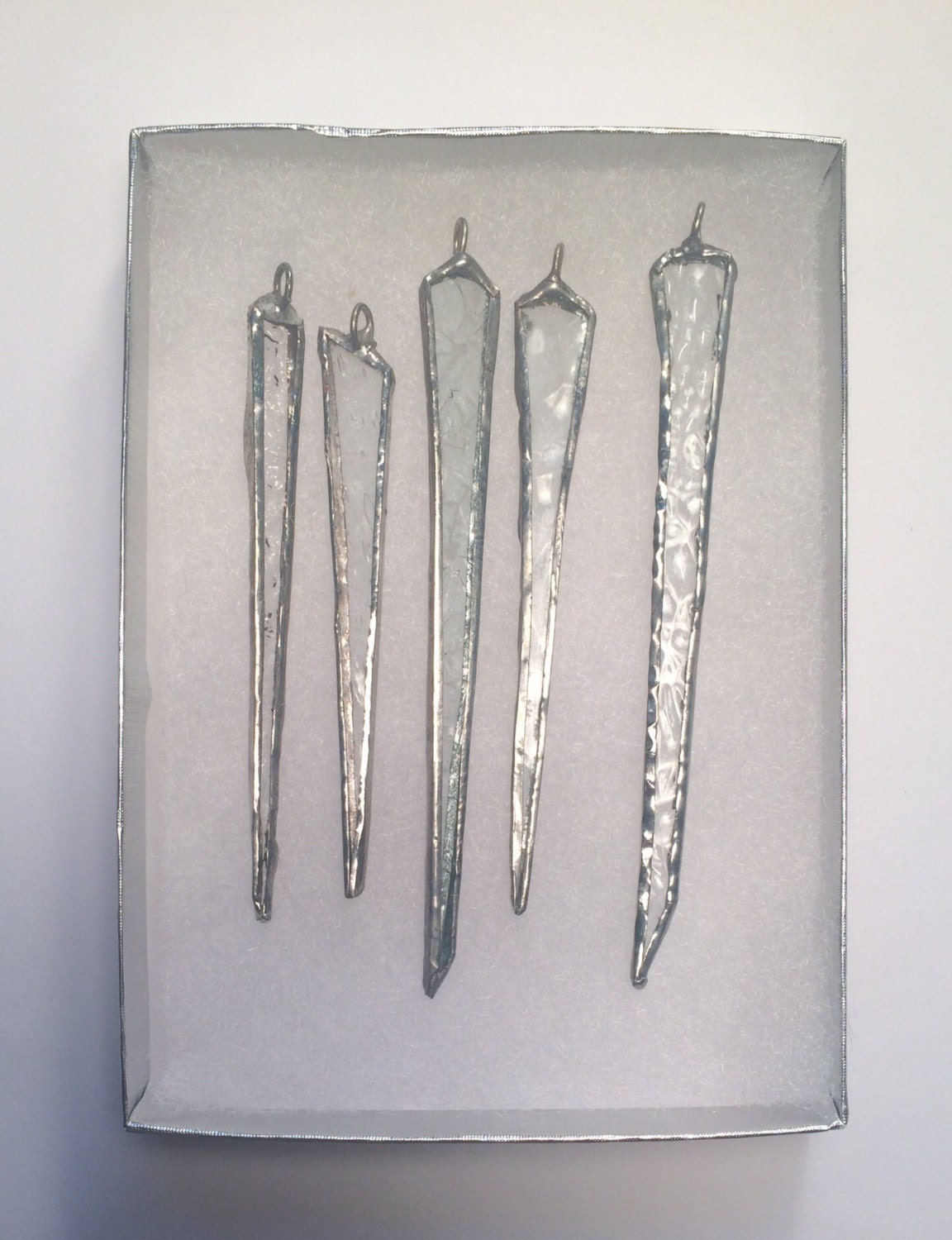 Handmade Stained Glass Small Clear Icicles Ornaments 5 Etsy