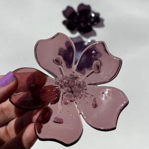 Cherry Blossom Fused Glass ring dish/ decor rose