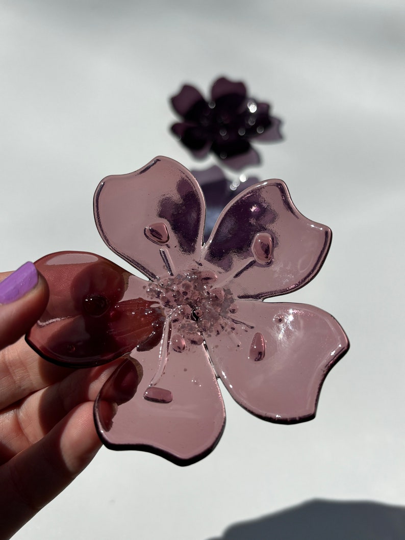 Cherry Blossom Fused Glass ring dish/ decor rose