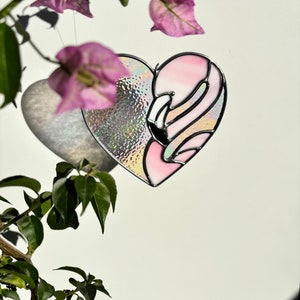 Feathery Flamingo and Heart Love Stained Glass image 3