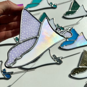 Spotted Eagle Ray Stained Glass Iridescent versions CottonCandyGrapeIrid