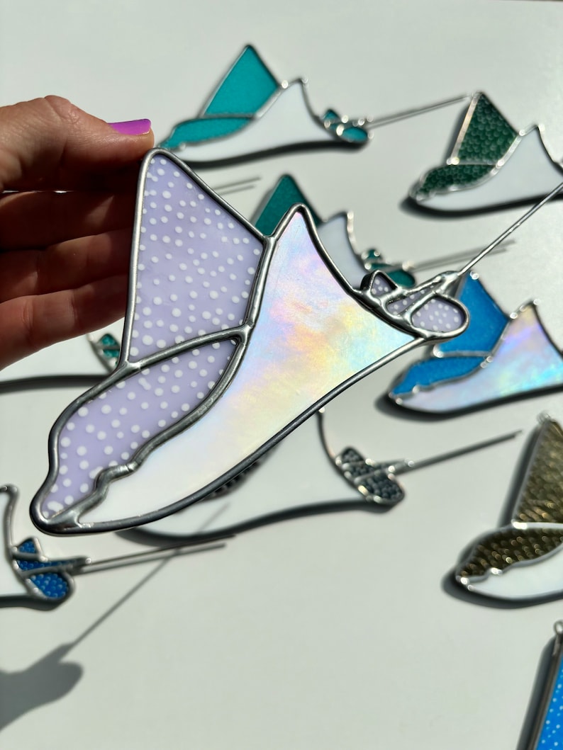 Spotted Eagle Ray Stained Glass Iridescent versions CottonCandyGrapeIrid