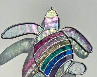 Rainbow Reflections Sea Turtle Stained glass