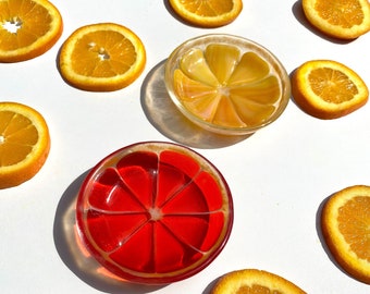 Orange Slice Fruit Fused Glass Ring dishes