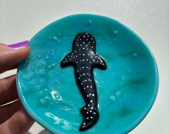 Sparkly Whale Shark Fused Glass Ring dish/dish Mother’s Day gift, Valentine’s Day gift gifts