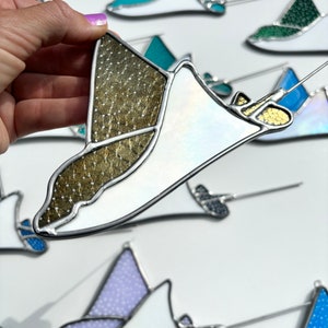 Spotted Eagle Ray Stained Glass Iridescent versions Golden Black Irid