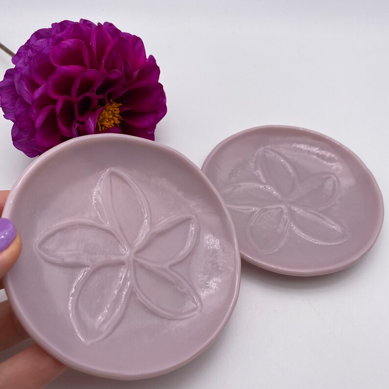 Plumeria Fused Glass dish Set Lilac image 1