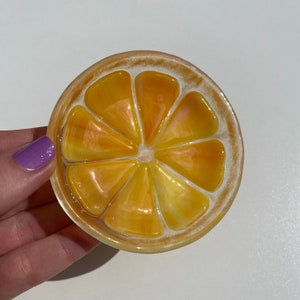 Orange Slice Fruit Fused Glass Ring dishes Light orange