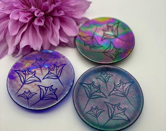 Iridescent Manta Rays  Fused Glass Ring dish