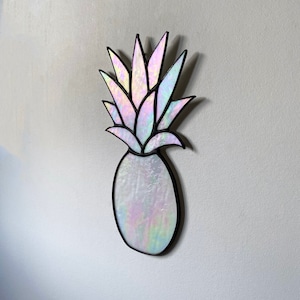 Pineapple Stained Glass Wall Art, Iridescent white