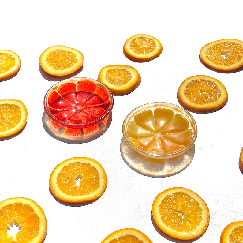 Orange Slice Fruit Fused Glass Ring dishes image 6