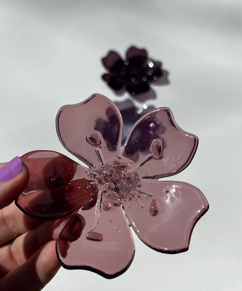 Cherry Blossom Fused Glass ring dish/ decor image 8