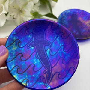 Iridescent Whale Shark Wave Glass Ring Dish
